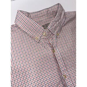 J. Crew Tailored Fit Button Down Shirt Red Blue Check Men's Long Sleeve Cotton